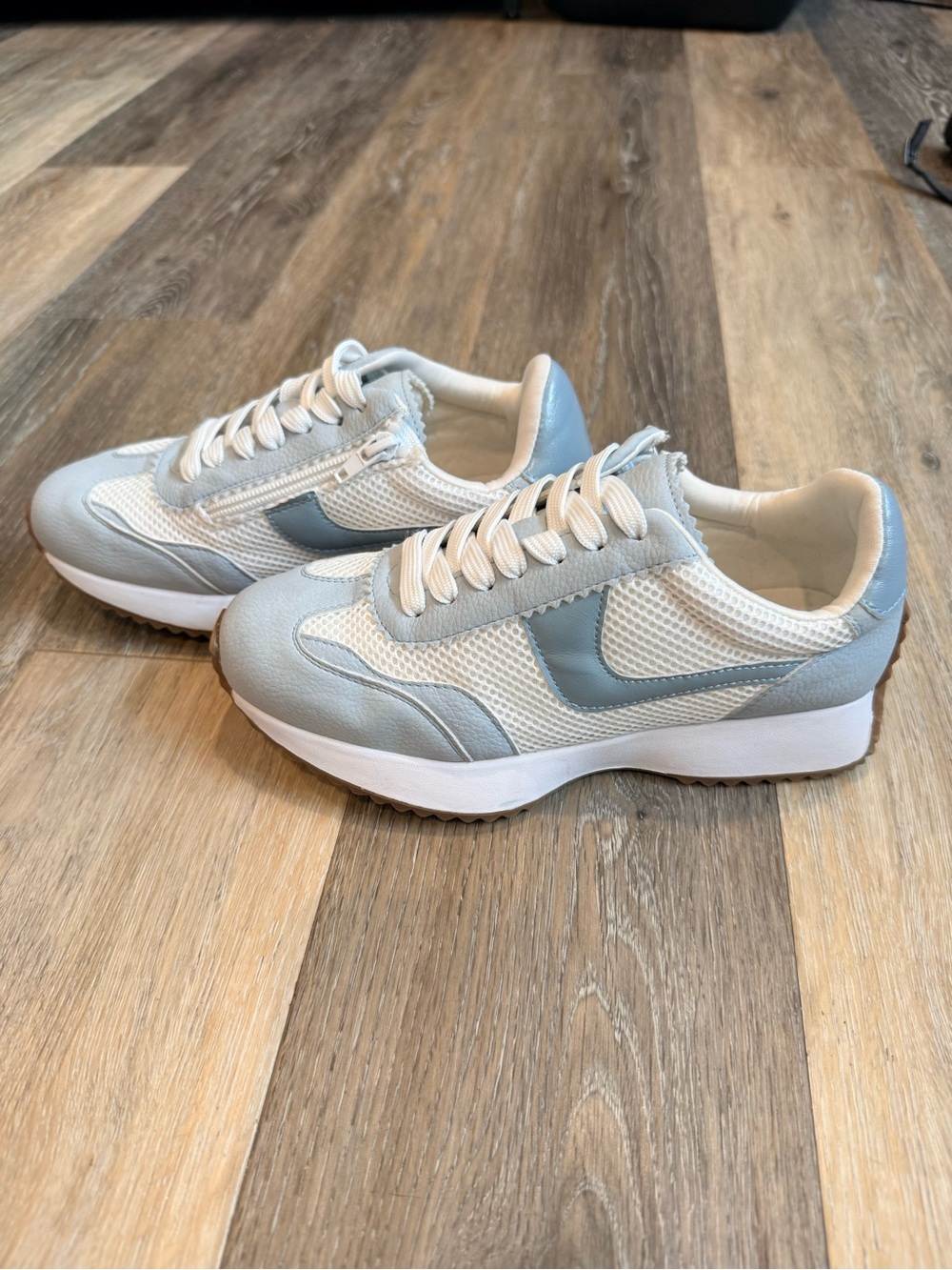 Dolce Vita Light Blue & White Retro Sneakers with Side Zippers